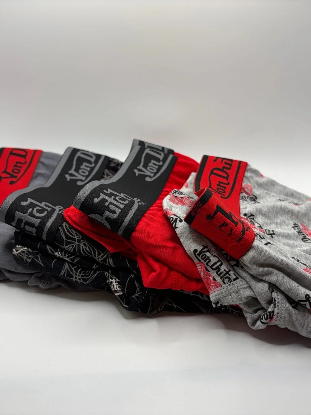 New Von Dutch Men's Cotton Briefs - Red, Black & Gray 4 pair size S